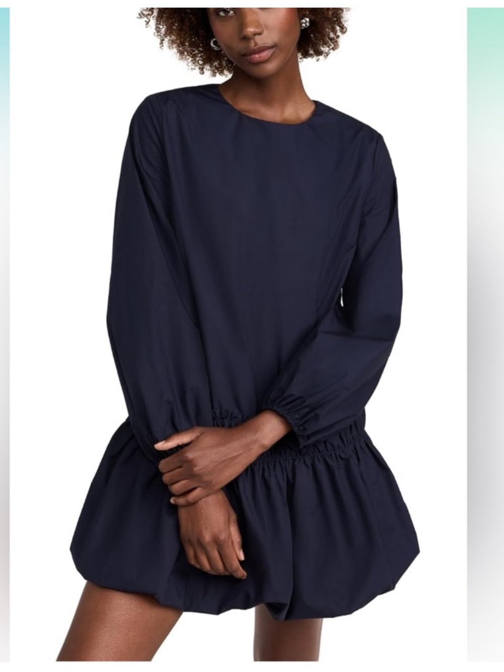 NWT English Factory Navy bubble hem cotton Long Sleeve Dress mini dress size XL